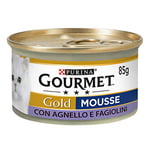 Purina Gourmet Gold Mousse Umide Chat avec Agneau et hariolini, 24 Latex de 85 g