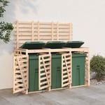 Abri pour poubelle triple sur roulettes bois massif de pin