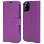 Amaze!uk Phone Case for Samsung A12 5g (6.5"), Premium Leather Case Samsung Galaxy A12 5g Magnetic Closure Kickstand Full Protection Book Design Wallet Flip (Purple)