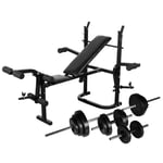 Weight Bench with Weight Rack Barbell and Dumbbell Set 30.5kg vidaXL