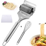 BITEFU Pasta Roller Cutter Stainless Steel Multifunctional Manual Pasta Maker Machine with Wheel for Noodle Vegetable Onion Ginger, Dough Cutter and Whisk