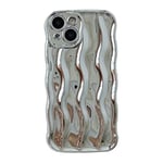 Caseative Water Ripple Pattern Curly Wave Frame Soft Compatible with iPhone Case (Silver,iPhone 11)