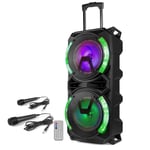 Portable Bluetooth Party Speaker System with Microphone, Lights - LIVE-280