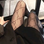 Dubbla bokstäver GG Transparenta Slanka Strumpbyxor Fiskenätsstrumpor Sexiga Strumpbyxor Fest Klubb Svarta Strumpbyxor Black