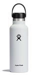 HYDRO FLASK - Water Bottle 532 ml (18 oz) - Vacuum Insulated Stainless Steel Water Bottle with Leak Proof Flex Cap and Powder Coat - BPA-Free - Standard Mouth - White