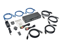 Tripp Lite 4-Port DisplayPort KVM Switch w/Audio, Cables and USB 3.0 SuperSpeed Hub - KVM / lyd / USB-svitsj - 4 x KVM/lyd/USB - 1 lokalbruker - stasjonær