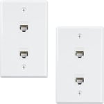 Lot de 2 Plaques Murales Ethernet 2 Ports, Prise Murale Cat6 Vers RJ45 Coupleur Prise Murale, Blanc