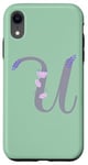 Coque pour iPhone XR Vert élégant floral monogramme lettre U décontracté mode