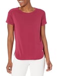 Amazon Essentials Women's Studio Relaxed-Fit Lightweight Crew Neck T-Shirt (Available in Plus Size), Ruby Red, XS
