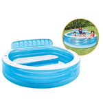 Family Swimming Pools 7ft Above Ground Backyard/Outside/Garden Inflatable Pool Kiddie Paddling Pool for Kids, Adults, Baby, PVC Thickened Summer Water Party Bathtub Children Ball Pool,Round