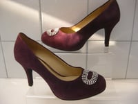 CLARKS SHOES 4 37 STILETTO COURT DRUM ROLL diamante purple suede high heels sexy