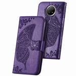 UILY Case Compatible for Xiaomi Redmi Note 9T 5G, Fashion PU Leather Flip Wallet Cover, Embossed Butterfly Pattern with Bracket Function Anti-Fall Shell. Purple …