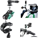 Support de guidon de vélo pour moto - Compatible avec les caméras d'action GoPro Hero 12/Hero 11/10 Insta360 X3 DJI Osmo - Rotation à 360° (modèle en aluminium)