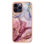 iPhone 15 Pro Max Plastdeksel - Rosa / Lilla Marmor