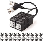 40x CCTV Passive Video Balun BNC Connector Adapter Transmitter & Transceiver, Male BNC to Easy Press-Fit UTP CAT5/5e/6/6e Cable for CCTV DVR Camera System (20 Pairs)