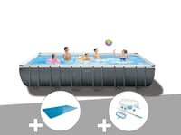 Kit piscine tubulaire Intex Ultra XTR Frame rectangulaire 7,32 x 3,66 x 1,32 m + Bâche à bulles + Kit d'entretien