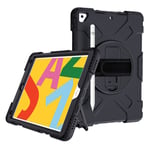 iPad 10.2 (2019) 360 degree durable dual color silicone case - All Black