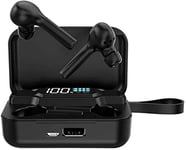 Waterproof Sports Earbuds - BT 5.0, Wireless Earphones with Case, Power Bank Function, Digital Display, Torch | Headsets & Audio Gadgets (Black)