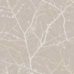 Superfresco Easy Innocence Branch Mushroom Wallpaper - Paste The Wall - Natural/Brown Wallpaper - Traditional Patterned Tree Design - Feature or 4 Wall Design - Cover for Small Cracks