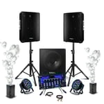 Pack Sono DJ 2200W - 2 Enceintes Ibiza DISCO15B - Caisson 800W SUB15A - Table Mixage DJM102-BT - 2 PAR RGB - 2 Machine à Bulles