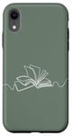 iPhone XR Minimal Book Line Art For Bookworm On Sage Green Case