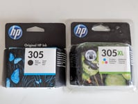 HP 305 2-Pack Tri-color/Black Ink Cartridges Both New And Colour Is XL Dated 23!