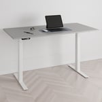 Höj och sänkbart skrivbord, 2 motorer, digital, vitt stativ, grå bordsskiva 160x80 cm