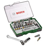Bosch Accessories Bosch 2607017160 Coffret clé à cliquet 27 pièces, Argenté, Taille unique