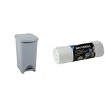 Addis Eco Made from 100% Plastic Family Kitchen Pedal Bin, 40 Litre, 519000ADF, Recycled Light Grey & 518024 Kitchen Waste Bin Liners, White, 50 Litre