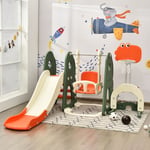 6 in 1 Toddler Slide and Swing Set with Adjustable Basketball Hoop for Indoor