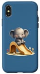 iPhone X/XS Blue Adorable Elephant on Slide Cute Animal Theme Case