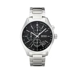 Hugo Boss HB1513477 Grand Prix Mens' Silver & Black Chronograph Watch + Gift Bag
