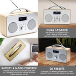 Smith-Style DAB+/DAB Radio Mains Powered Dual Speaker Portable Digital Oak