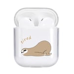 Idocolors Lazy Sloth Case compatible with Airpod Clear Soft TPU, [ LED Visible ] [ Supports Wireless Charging ] Protective Cover for Airpods 1st and 2nd Gen