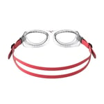 SPEEDO FUTURA CLASSIC JUNIOR SWIMMING GOGGLES  6-14 YEARS CLEAR / LAVA RED