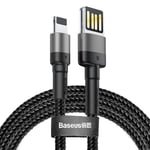 Baseus Cafule-kabel USB-A til Lightning, 2,4A, 1m - grå, svart