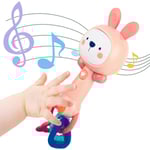 Baby Musical Rattles 0-6-12 månader, Baby Teething Toys med musik och ljus, Spädbarn pedagogiska lärande leksaker, Bitleksaker (Giraff) Rabbit