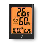 Jauge d'humidité, lot de 2 thermomètres d'intérieur pour la maison hygromètre numérique thermomètre d'ambiance et jauge d'humidité avec moniteur d'humidité de la température alimenté par piles AAA (couleur : Noir et blanc)