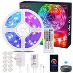 20m Alexa LED Strip Lights with Remote 65.6ft WiFi RGB Colour Changing Smart Led Light Strips Music Sync App Control Work with Alexa Strips Light for Bedrooms TV Party