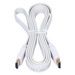 1.5m Gold Plated HDMI to HDMI 19Pin Flat Cable, 1.4 Version, Support HD TV / XBOX 360 / PS3 / Projector / DVD Player etc(White)