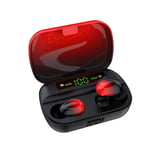 Fashion Bluetooth Earphone, Wireless Earphones, Bluetooth 5.0 Macaron Sports In-ear Earbuds, with LED Digital Display Charging Compartment, for Gym Home Office (Color : Red)
