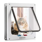 Sailnovo Cat Flap Dog Flap Size S 4 Way Magnetic Closure for Cats and Small Dogs - Dog Door Cat Door Pet Flap White