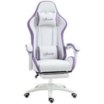 Gaming Chair Purple Faux Leather 65cm x 65cm x 129cm Reclining Footrest Comfort