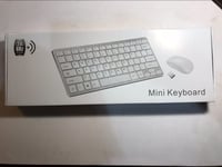 White Wireless Small Keyboard & Mouse for JVC 40'' LED Smart HD TV LT-40C750(A)
