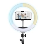 Konix Geek Star Support Anneau de lumière LED Ring Light Quartz 26 cm pour Smartphones - Trépied télescopique - Télécommande Incluse
