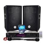 PACK SONO DJ 600W + AMPLI Evidence Acoustics Hifi Stéréo avec Bluetooth USB Carte SD, Radio FM, 2 microphones Karaoké