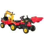 HOMCOM Pedal Powered Tractor Ride-On Car w/ Moving Bucket Steering Wheel 3-6 Yrs