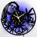 KingLive Bob Marley Record Clock,LED Reggae Music Vintage Vinyl Wall Clock, for Bob Marley Fans, Family and Friends