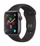 Apple Watch Series 4 44mm (GPS + Cellular) - Space Grey Aluminium Case with Black Sport Band (Renewed)
