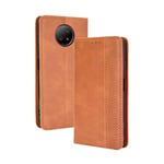 GOGME Leather Case for Xiaomi Redmi Note 9T 5G Case, Retro Style PU/TPU Wallet Folio Case, Collection Premium Folio Cover with [Card Slots] and [Kickstand] for Xiaomi Redmi Note 9T 5G. Brown